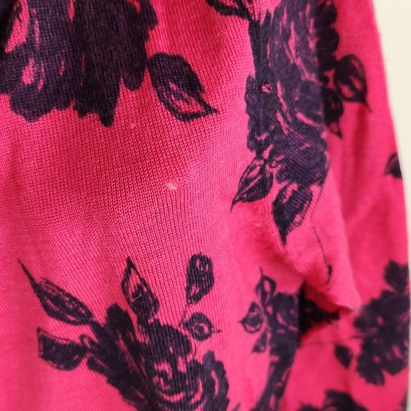 Garnet Hill 100% Merino Wool Lightweight Floral Button Front Cardigan M Flawed - Picture 6 of 9